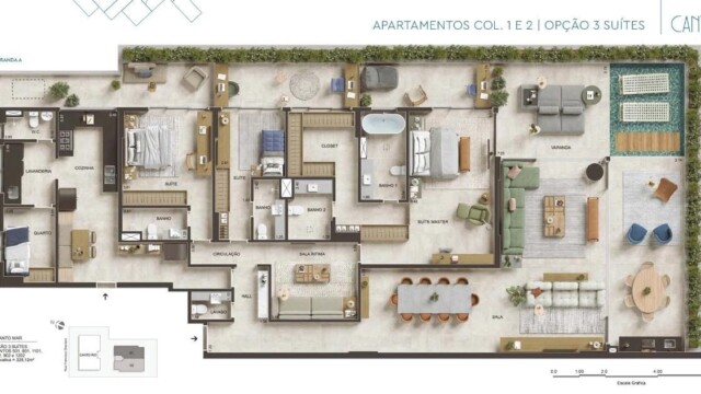 Canto Mar Bait Arpoador plantas dos apartamentos