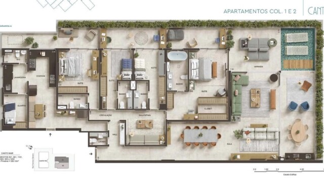 Canto Mar Bait Arpoador plantas dos apartamentos Canto Mar Bait Arpoador plantas dos apartamentos