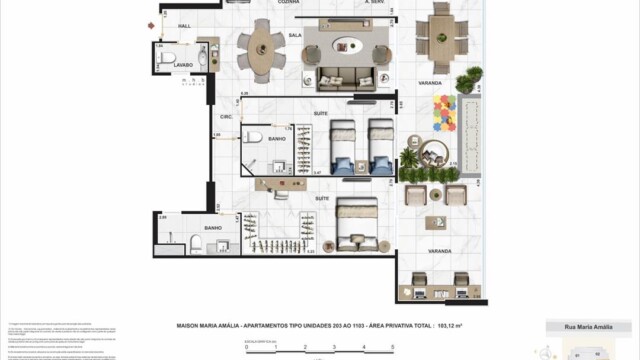 maison maria amalia tijuca planta do apartamento coluna 3