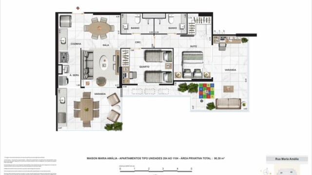 maison maria amalia tijuca planta do apartamento coluna 4