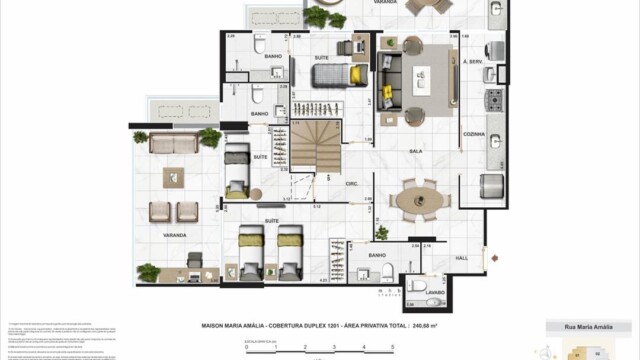maison maria amalia tijuca planta da cobertura duplex coluna 1 pavimento 1