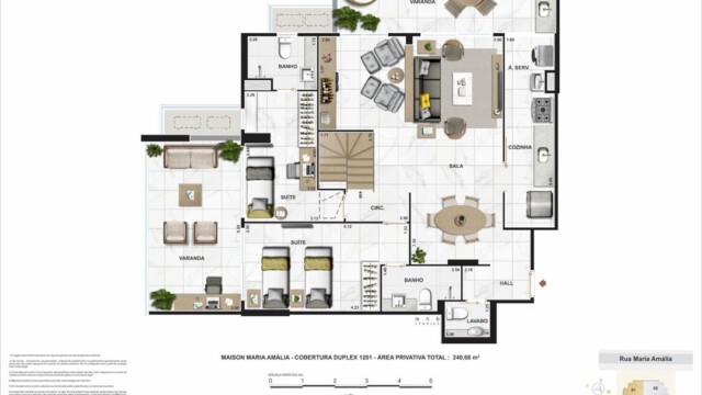 maison maria amalia tijuca planta da cobertura duplex coluna 1 pavimento 2