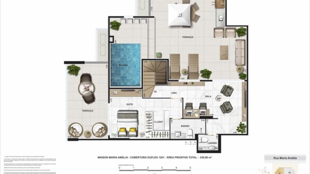 maison maria amalia tijuca planta da cobertura duplex coluna 1 pavimento 2