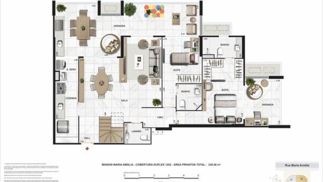 maison maria amalia tijuca planta da cobertura duplex coluna 2 pavimento 1