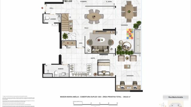 maison maria amalia tijuca planta da cobertura duplex coluna 2 pavimento 1