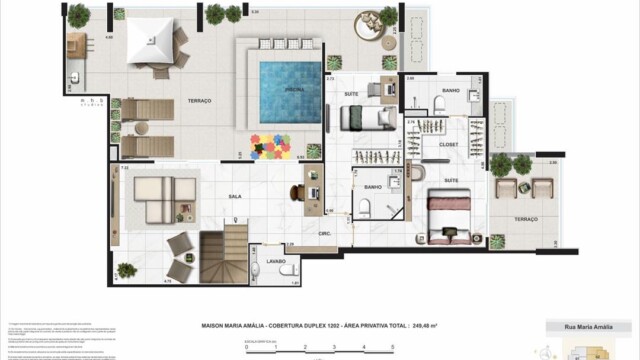 maison maria amalia tijuca planta da cobertura duplex coluna 2 pavimento 2