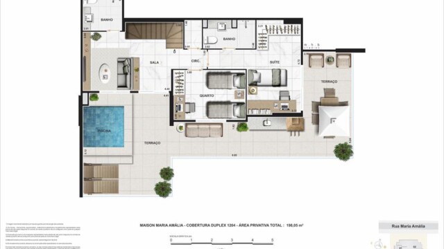 maison maria amalia tijuca planta da cobertura duplex coluna 4 pavimento 2