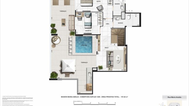 maison maria amalia tijuca planta da cobertura duplex coluna 6 pavimento 2