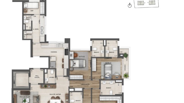 Oceana Golf Absolute Design planta do apartamento Oceana Golf Absolute Design planta do apartamento