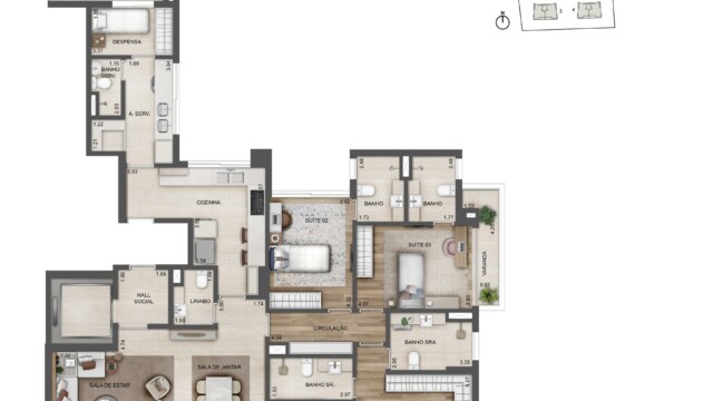 Oceana Golf Absolute Design planta do apartamento Oceana Golf Absolute Design planta do apartamento