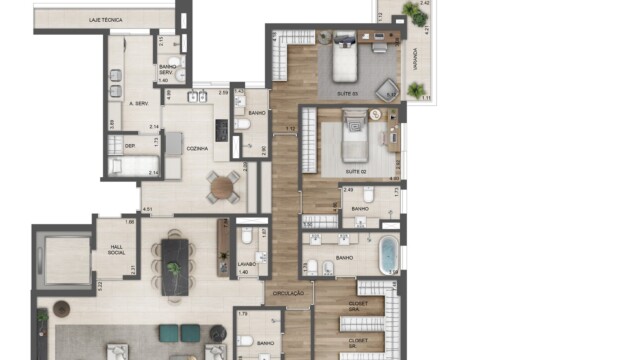 Oceana Golf Absolute Design planta do apartamento Oceana Golf Absolute Design planta do apartamento