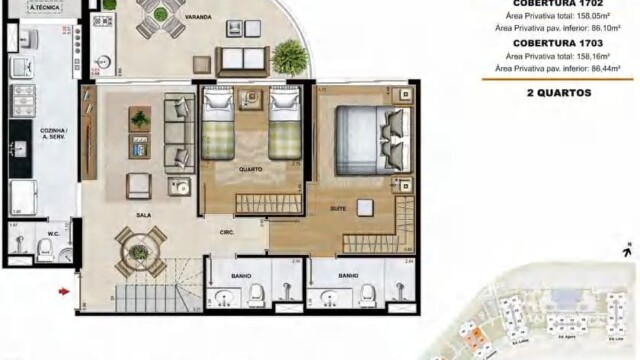 Elos Ilha Pura plantas dos apartamentos