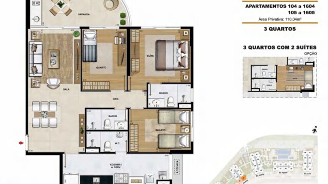 Elos Ilha Pura plantas dos apartamentos