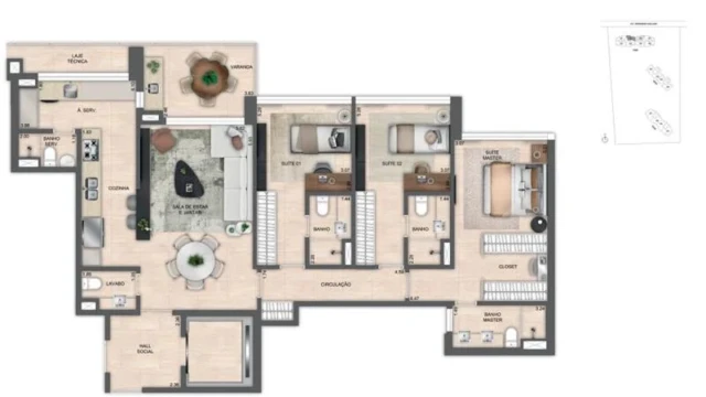Atlântico Golf Absolute Design plantas dos apartamentos