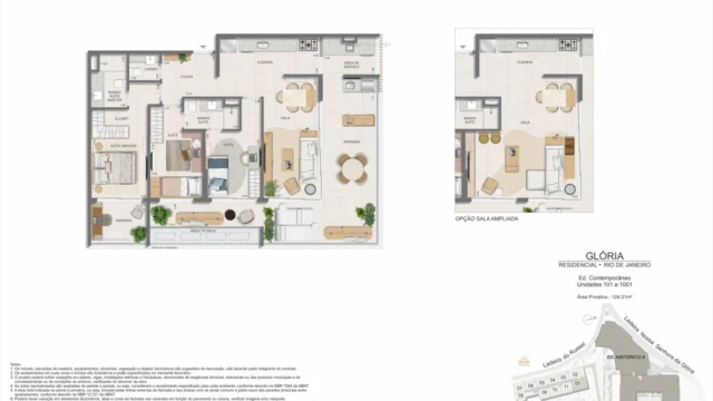 Glória Residencial plantas dos apartamentos do edifício contemporâneo