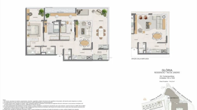 Glória Residencial plantas dos apartamentos do edifício contemporâneo