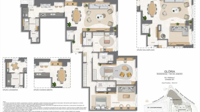 Glória Residencial plantas dos apartamentos do edifício histórico