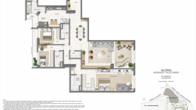 Glória Residencial plantas dos apartamentos do edifício histórico