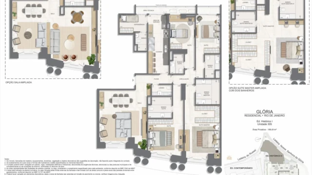 Glória Residencial plantas dos apartamentos do edifício histórico