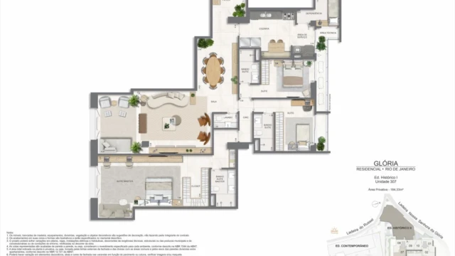 Glória Residencial plantas dos apartamentos do edifício histórico