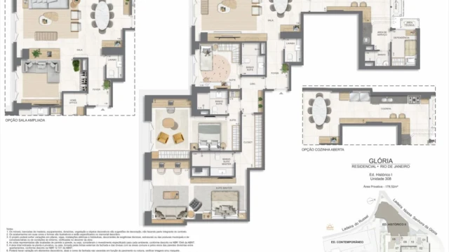 Glória Residencial plantas dos apartamentos do edifício histórico