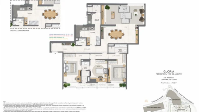 Glória Residencial plantas dos apartamentos do edifício histórico