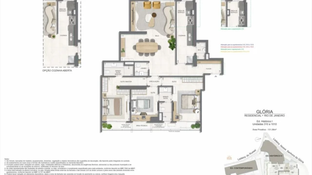Glória Residencial plantas dos apartamentos do edifício histórico