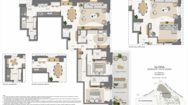 Glória Residencial plantas dos apartamentos do edifício histórico