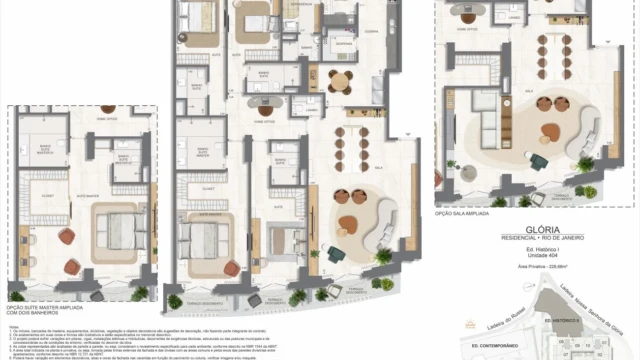 Glória Residencial plantas dos apartamentos do edifício histórico