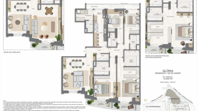 Glória Residencial plantas dos apartamentos do edifício histórico
