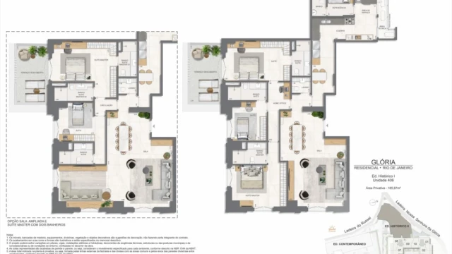 Glória Residencial plantas dos apartamentos do edifício histórico