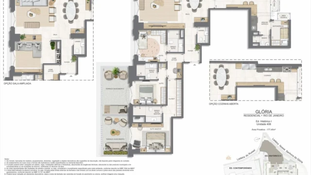Glória Residencial plantas dos apartamentos do edifício histórico