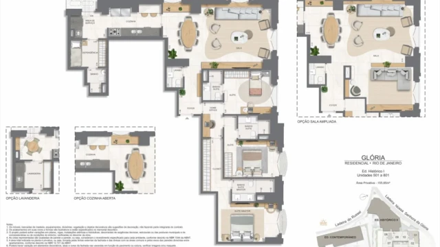 Glória Residencial plantas dos apartamentos do edifício histórico