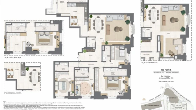 Glória Residencial plantas dos apartamentos do edifício histórico