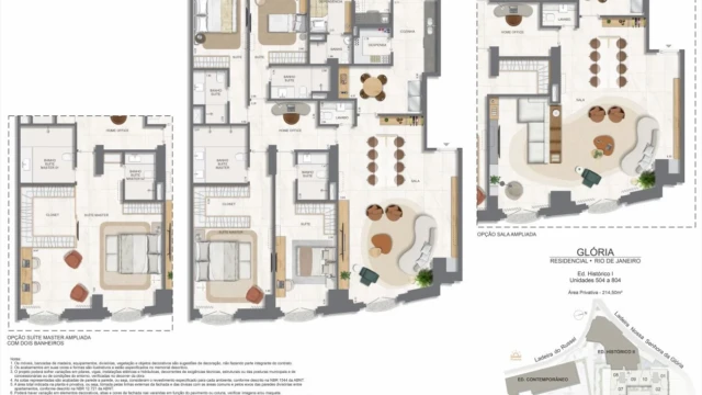 Glória Residencial plantas dos apartamentos do edifício histórico