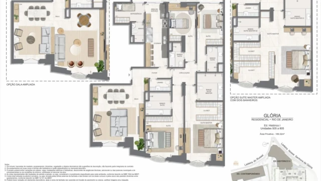 Glória Residencial plantas dos apartamentos do edifício histórico