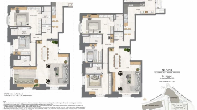 Glória Residencial plantas dos apartamentos do edifício histórico