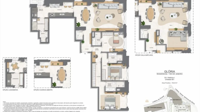Glória Residencial plantas dos apartamentos do edifício histórico