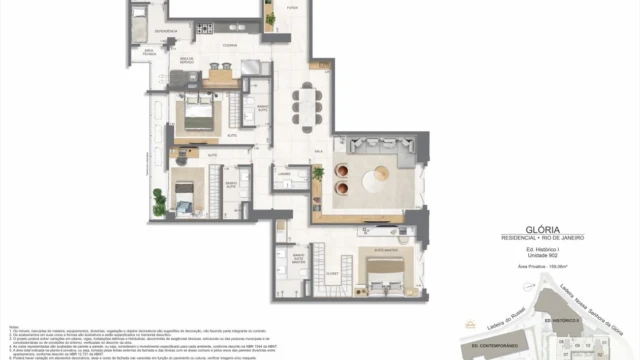 Glória Residencial plantas dos apartamentos do edifício histórico
