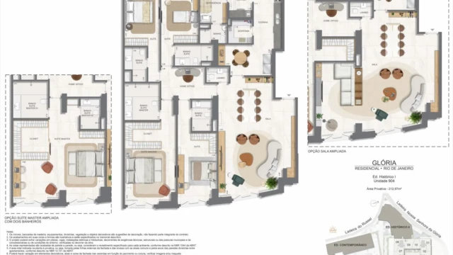 Glória Residencial plantas dos apartamentos do edifício histórico