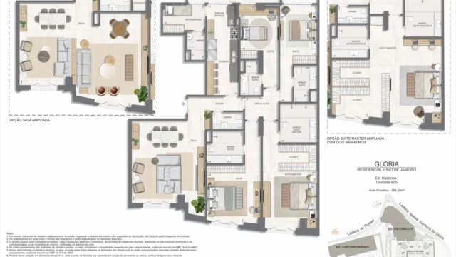 Glória Residencial plantas dos apartamentos do edifício histórico
