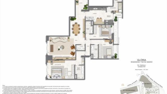 Glória Residencial plantas dos apartamentos do edifício histórico