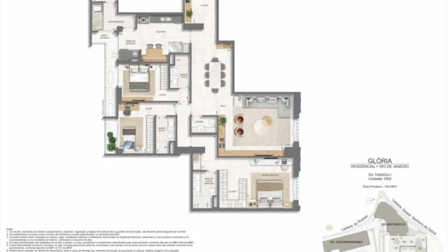 Glória Residencial plantas dos apartamentos do edifício histórico