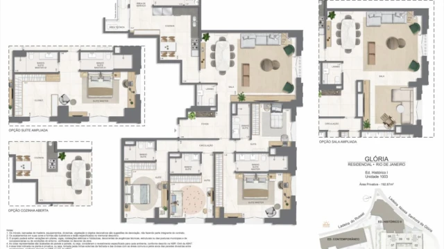 Glória Residencial plantas dos apartamentos do edifício histórico