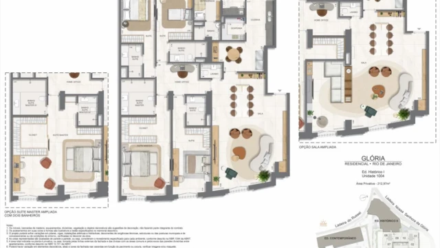 Glória Residencial plantas dos apartamentos do edifício histórico