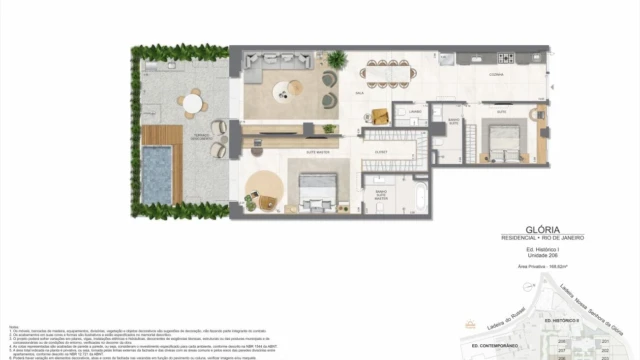 Glória Residencial plantas dos apartamentos do edifício histórico