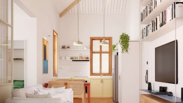 Puro Casas Inteligentes casa decorada sala e cozinha primeiro pavimento