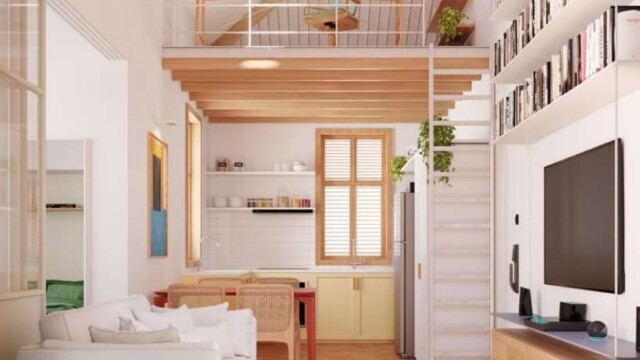 Puro Casas Inteligentes casa decorada quarto segundo pavimento sala e cozinha primeiro pavimento