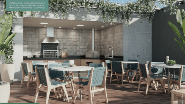 Tiê Residencial Tijuca área de lazer churrasqueira com forno de pizza