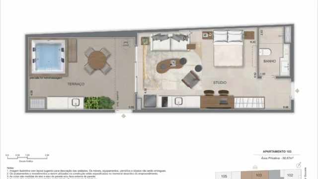 nook copacabana planta do apartamento